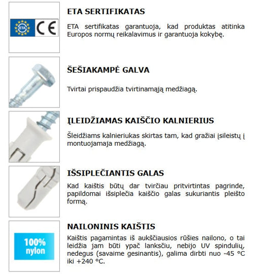 Medsraigtis isukamas sesiakampe galva su kaisciu savybes